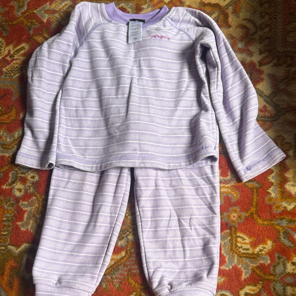 Patagonia Lavender Striped Kids Pajama Set